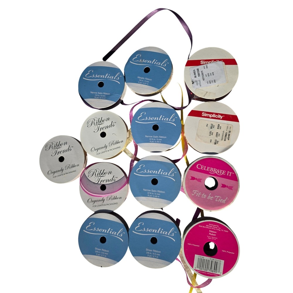 Mixed Ribbon Lot Essentials Ribbon Trends Simplicity Sequin Organdy 14pc A5 - Picture 16 of 16